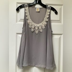 SIS SIS Gray Lace sleeveless Blouse